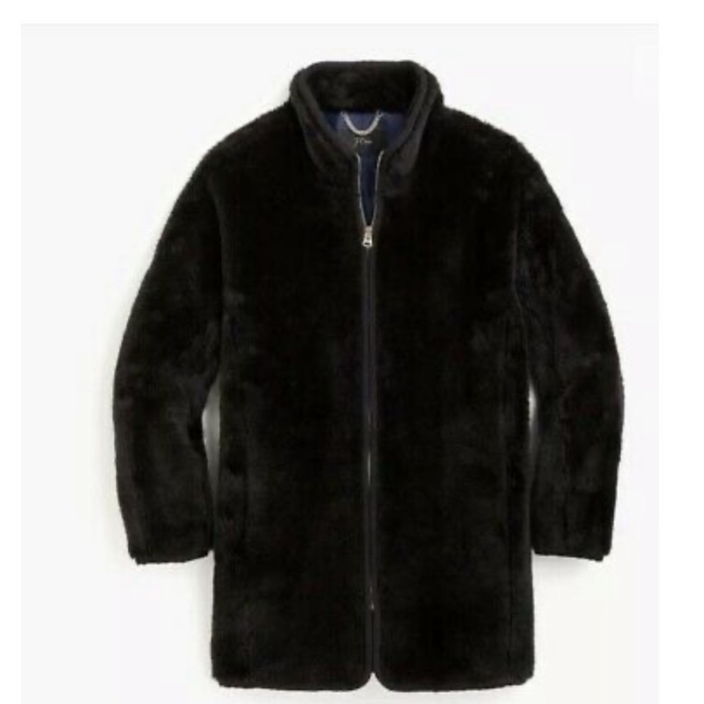 J. Crew black Teddy Fleece coat jacket M NWOT